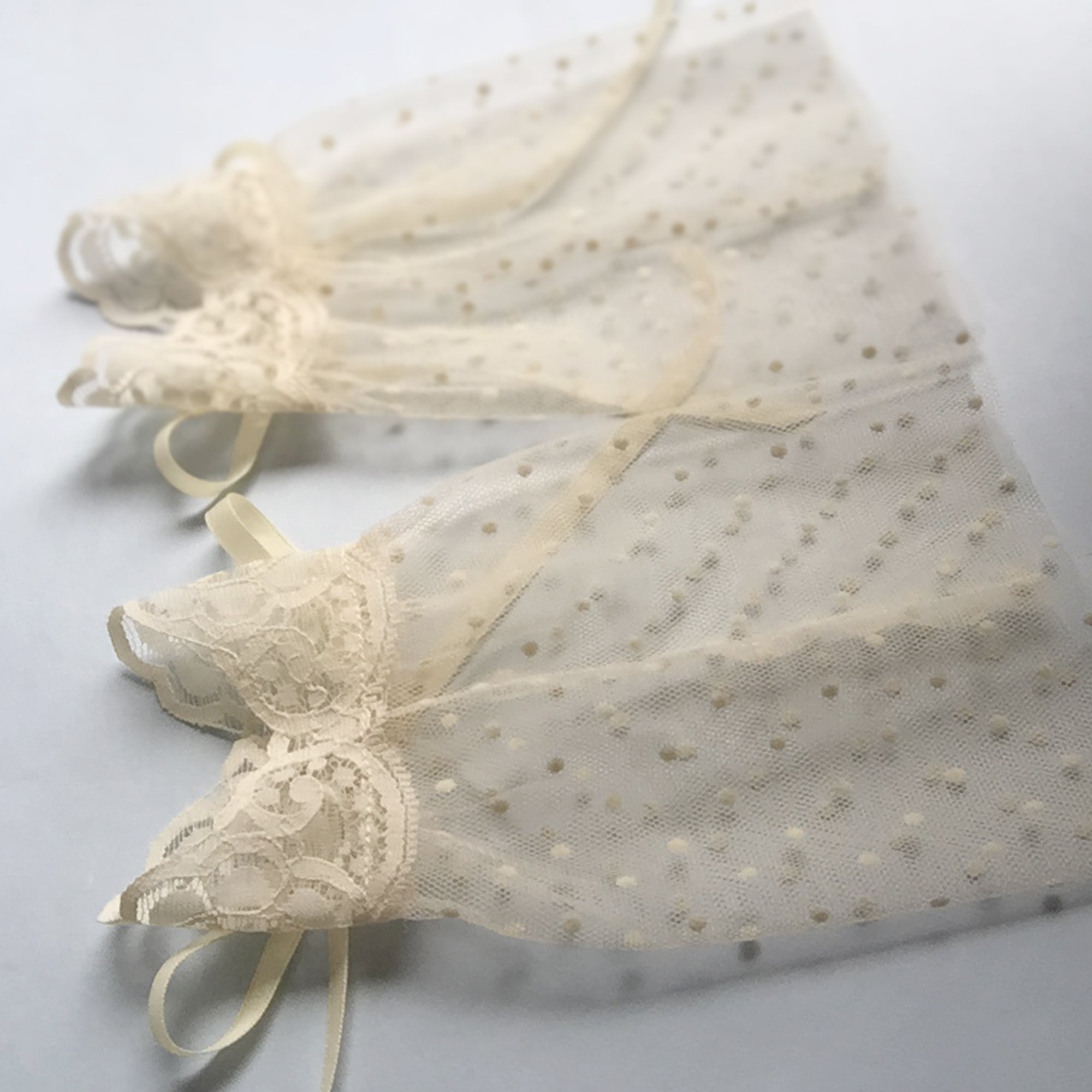 Polka Dot Lace Cuff Bracelet Ivory, Tea Party Lace Gloves, Vintage, Wedding