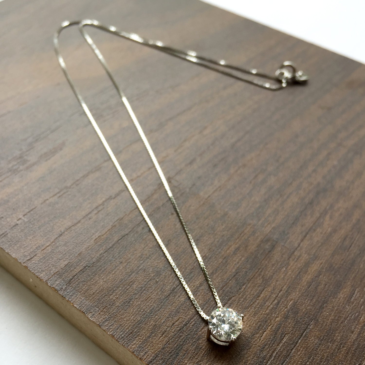Crystal Necklace Sterling Silver, Tiny Crystal Charm Necklace, Minimalist Jewelry Silver, Gift for Mum