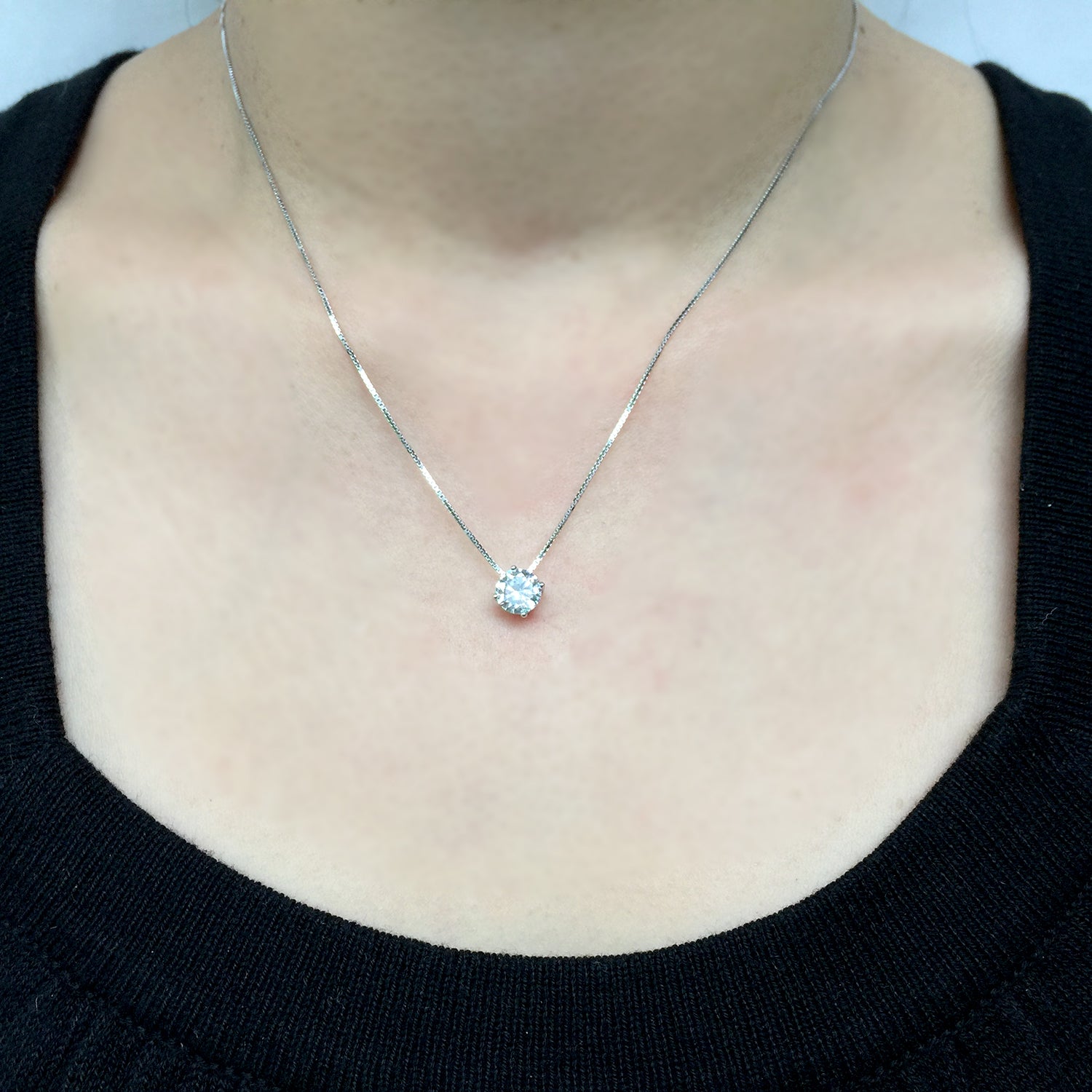 Crystal Necklace Sterling Silver, Tiny Crystal Charm Necklace, Minimalist Jewelry Silver, Gift for Mum