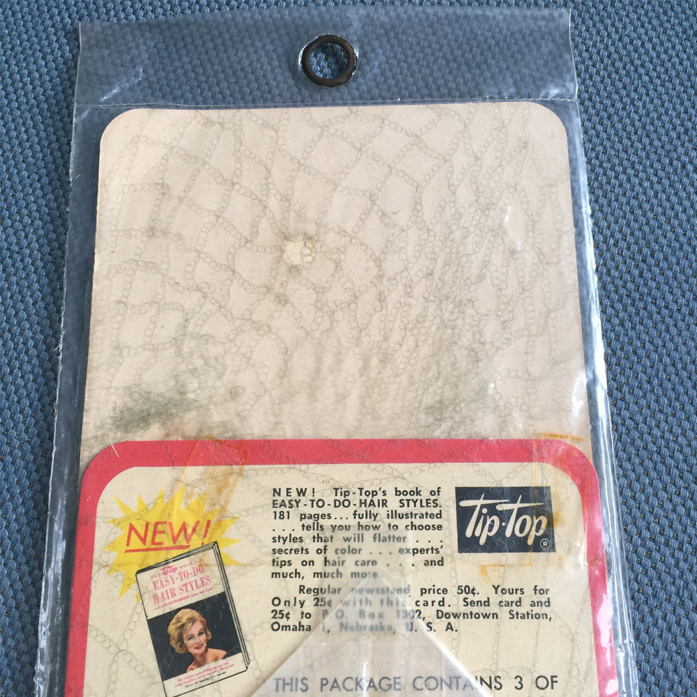 1960s Tip Top Nylon Hair Net, Hairnet, Vintage Hair Accessories, Blonde, Light Brown, Grey, White