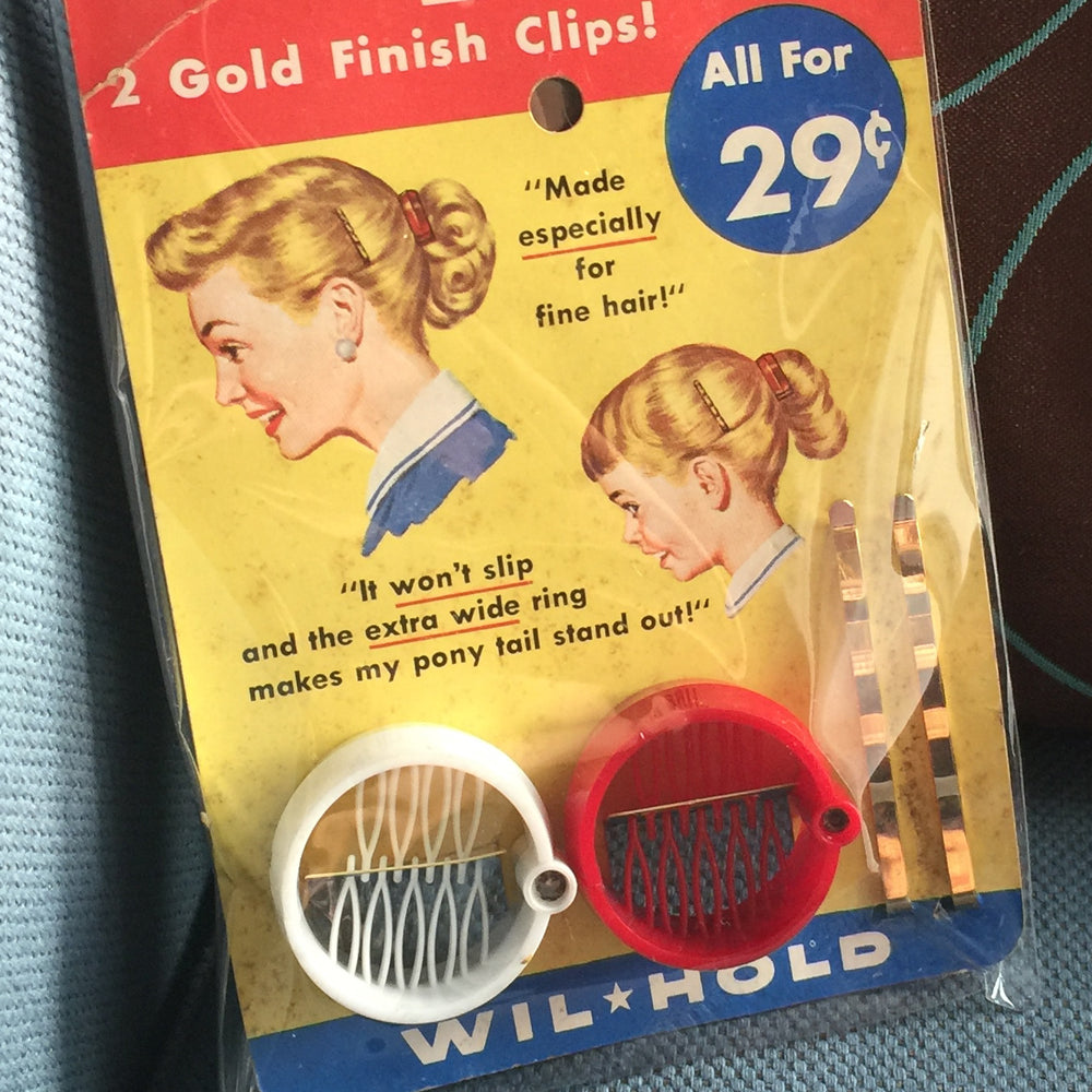 Vintage Double Ring Comb and Hair Pins, Retro Hair Accessory, Ponytail Holder, 1940 and 1950s hair styles