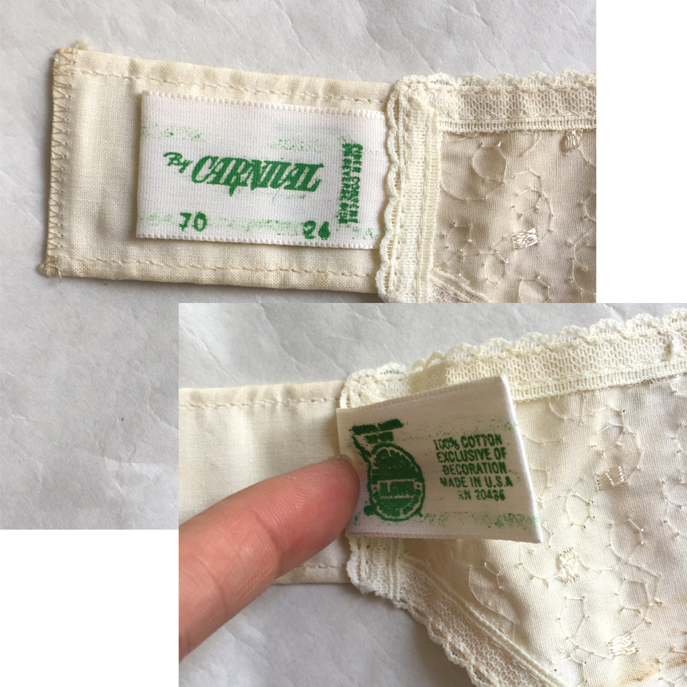 Vintage Embroidered Fabric Garter Belt, Suspender Belt, Vintage Lingerie, by Carnival in Size 24 with Original Size Tag