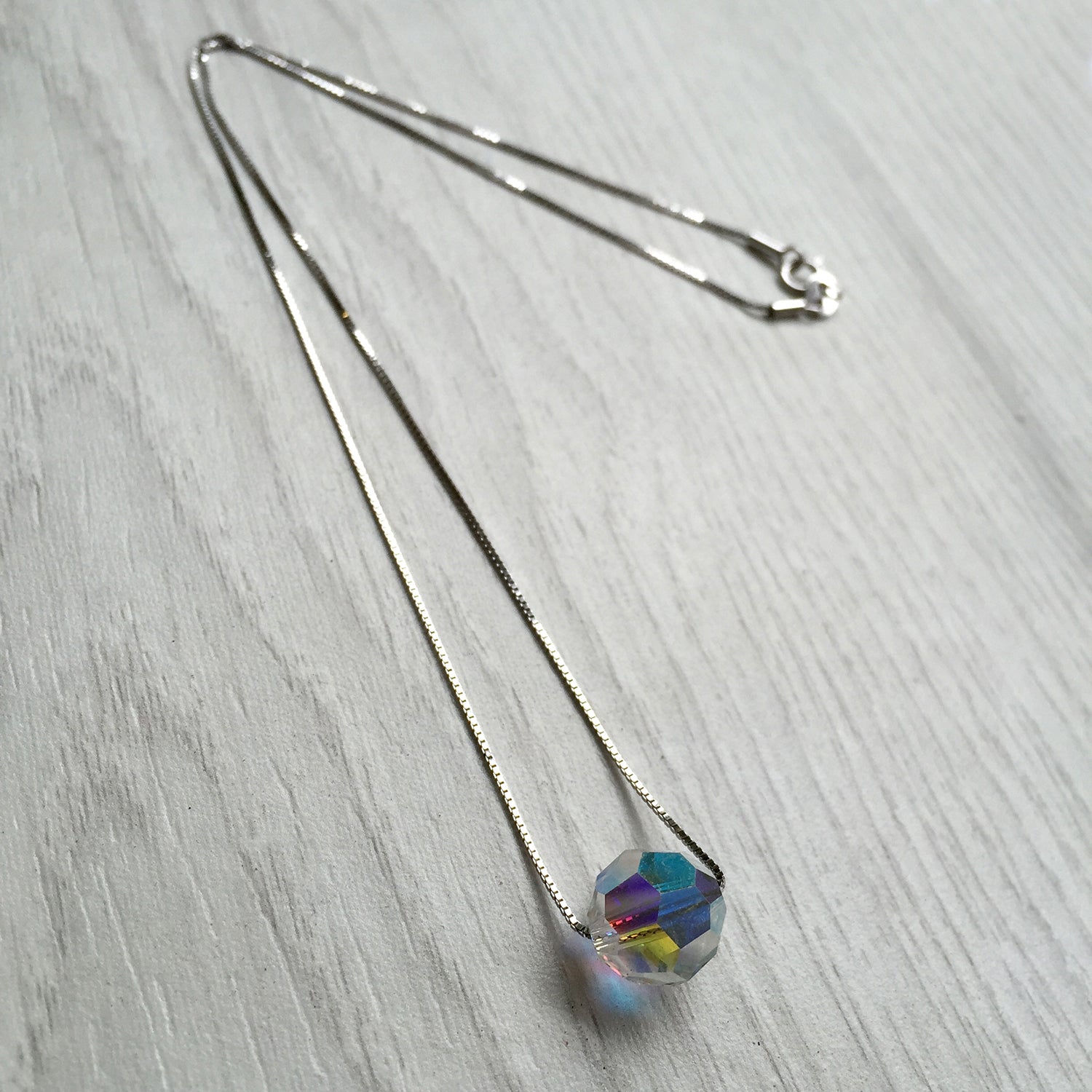 Floating Necklace Chain, AB Crystal Pendant Necklace, Mother Day, Gift Idea