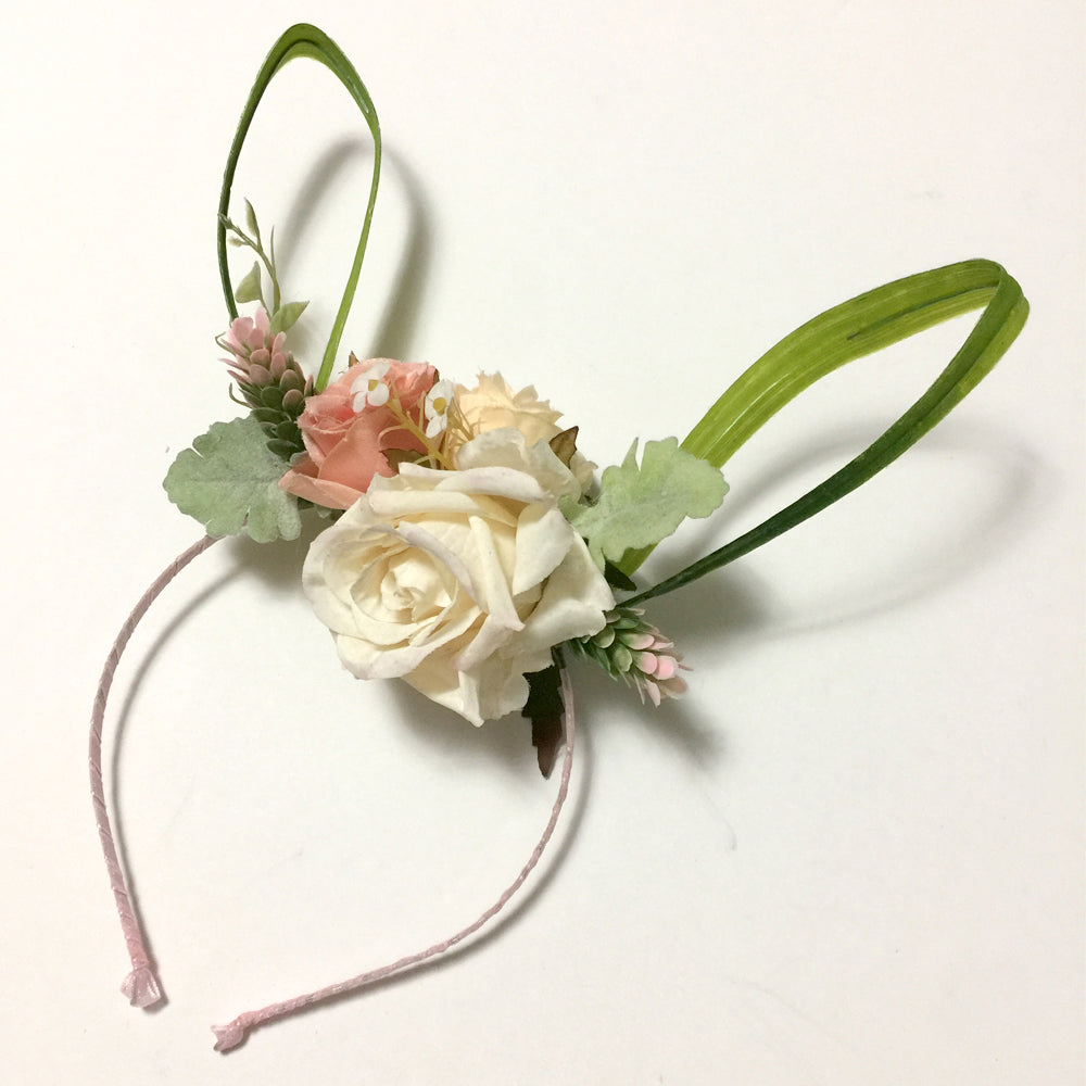 Floral Bunny Ears Headband, Floral Easter Bunny Ears, Kids & Adult Bunny Ears