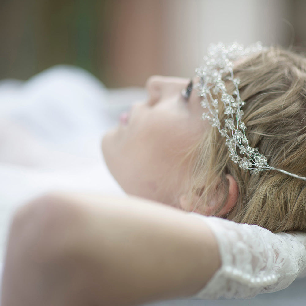 Wedding Hair Tiara, Silver Wire Crown, Bridal Halo Headband