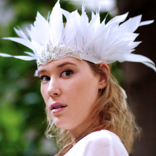 Bohemian Wedding Hair Accessory, Feather Headdress, Feather Headpiece Costume, Boho Chic Jewelry