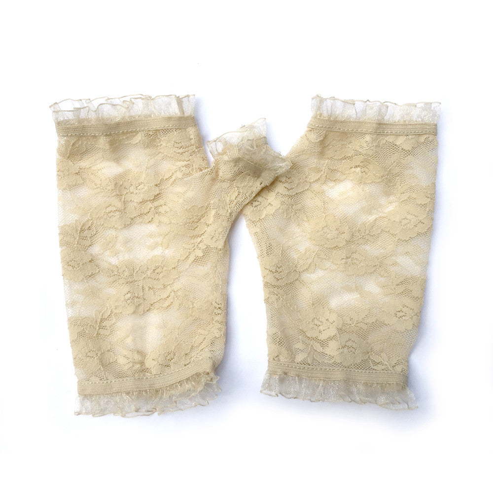 Fingerless Gloves, Ivory Lace Gloves, Ivory Gloves