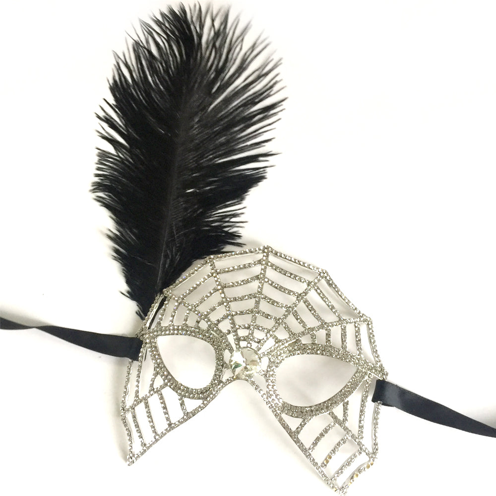 Halloween Costume, Spiderweb Mask, Cosplay Party Mask, Rhinestone Mask for Men