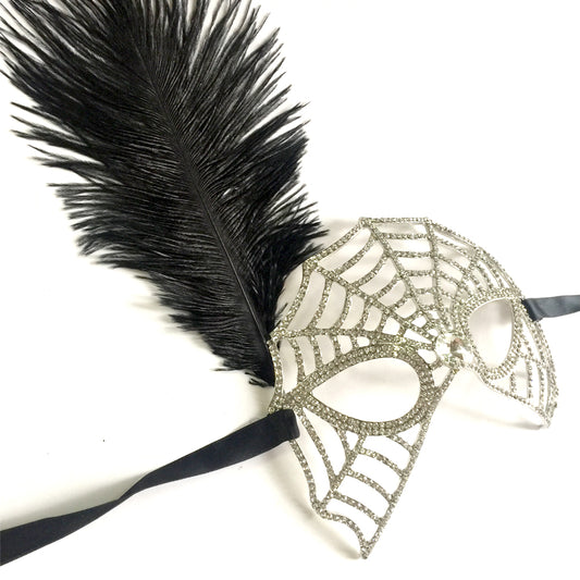 Halloween Costume, Spiderweb Mask, Cosplay Party Mask, Rhinestone Mask for Men