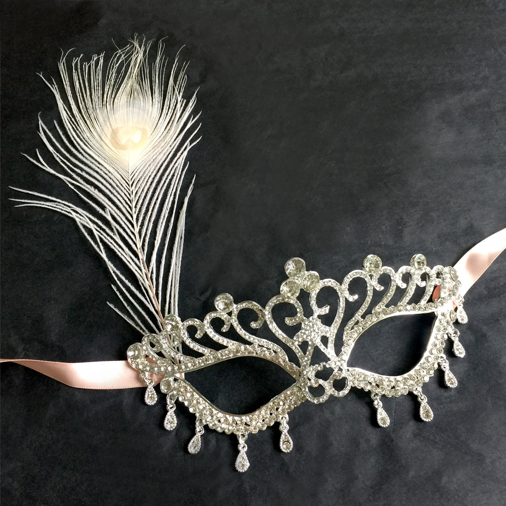 Máscara de baile de maquillaje con diamantes de imitación media cara, máscara nupcial de boda, máscara de carnaval con diamantes de imitación