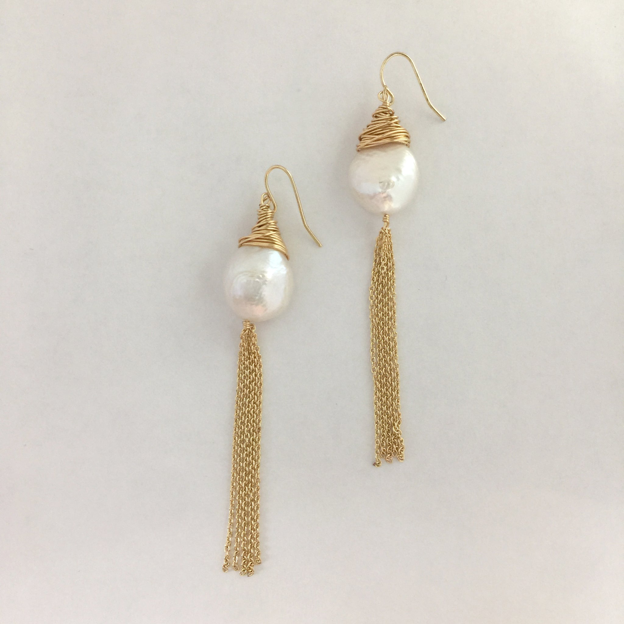 Large Baroque Pearl Dangle Earrings 14k, Pearl Drop Earrings, Wedding Earrings