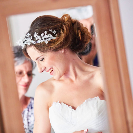 Handmade boho silver hair vine for wedding and party - Curtain Road
