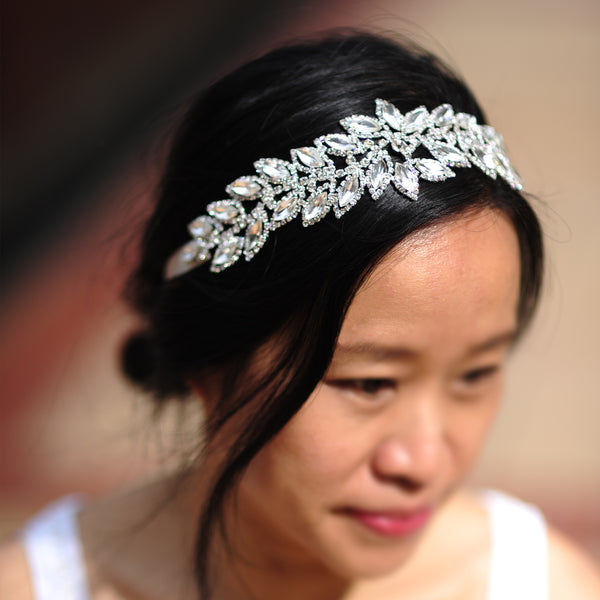 Vine Wedding Headband Bride, Gold Rhinestone Hair piece Wedding, Birthday Party, Boho Hippie