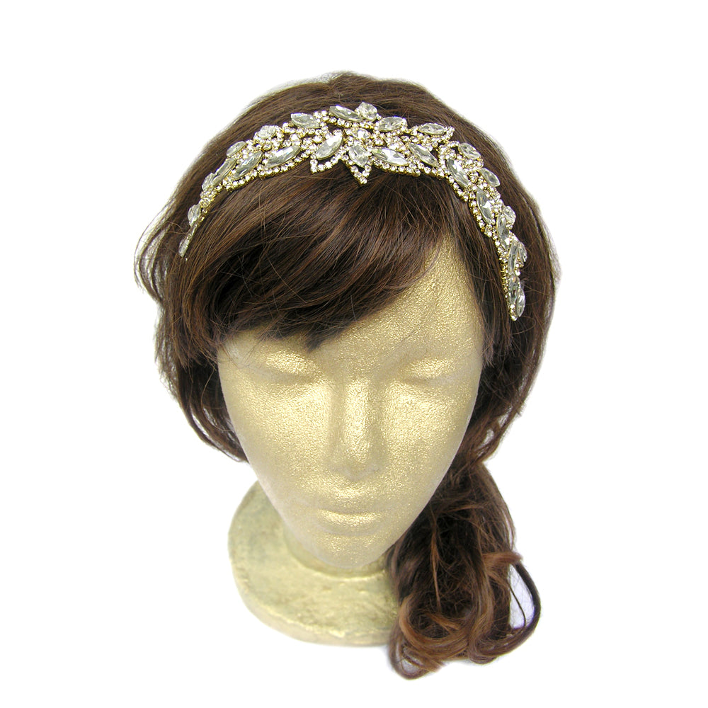 Vine Wedding Headband Bride, Gold Rhinestone Hair piece Wedding, Birthday Party, Boho Hippie
