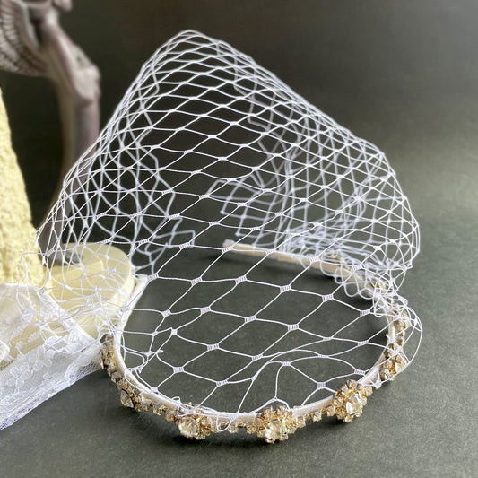 Gatsby bridal headpiece, 1920s wedding birdcage veil, 1920s bridal headpiece, 1920s wedding hair accessory
