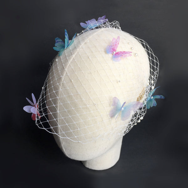Butterfly birdcage veil bandeau veil fascinator wedding bride party