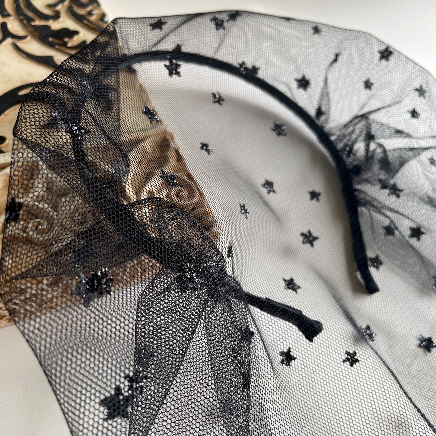 Star birdcage veil, Starry night veil short, Star Headpiece, Celestial wedding veil