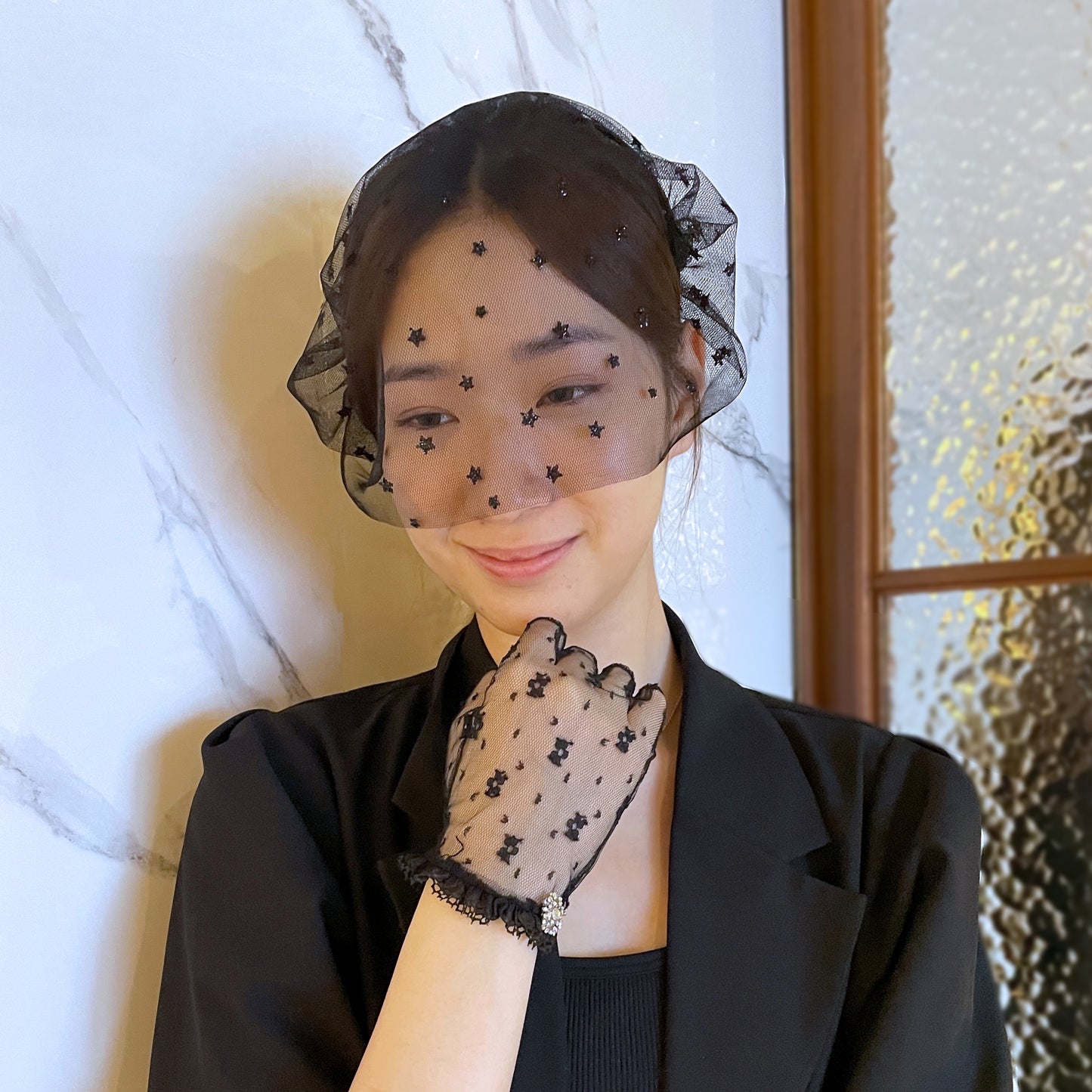 Star birdcage veil, Starry night veil short, Star Headpiece, Celestial wedding veil