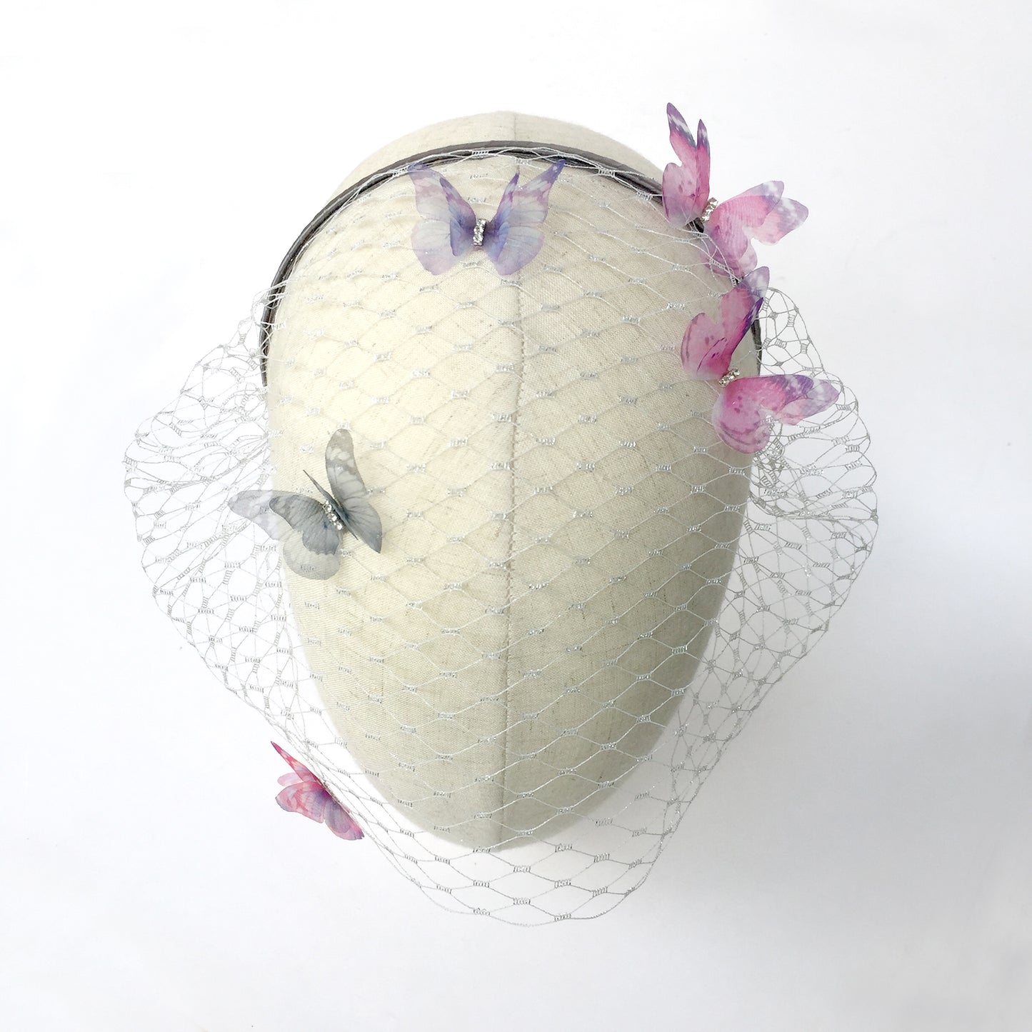 Butterfly birdcage veil headband butterfly veil fascinator butterfly kisses birdcage