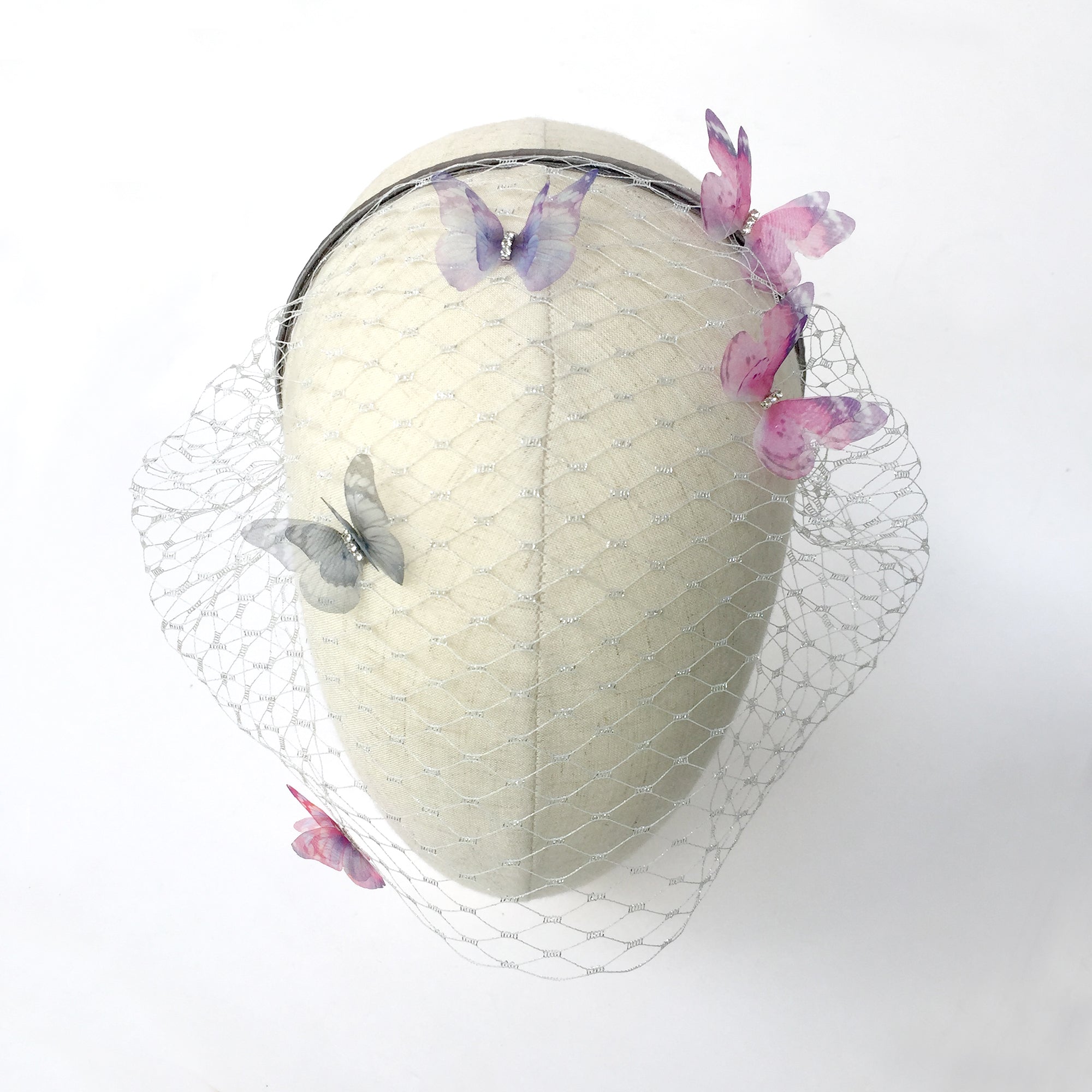 Butterfly birdcage veil headband butterfly veil fascinator butterfly kisses birdcage