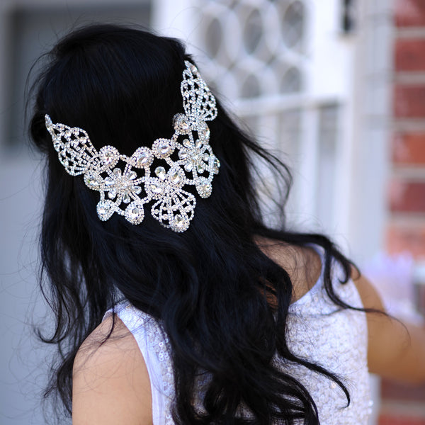 Big Bridal Back Hair Accessories Gold, Large Back Hair Jewelry Bridal, Big Statement Back Hair Piece
