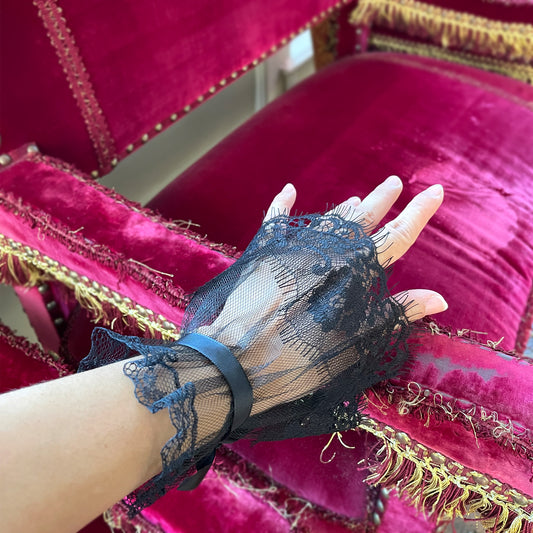 Black Lace Gloves Women, Black Lace Fingerless Wedding Gloves, Goth, Victorian, Lolita