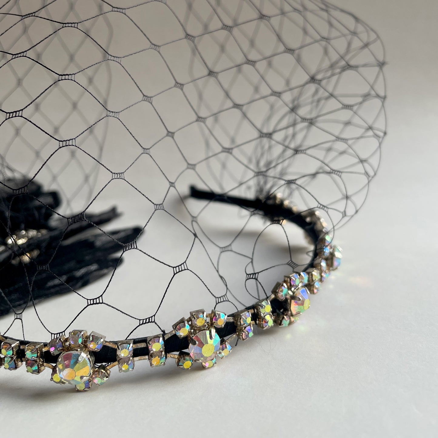 Black Wedding Veil, Black Bride Veil, Rhinestone Black Birdcage Veil Headband, Gothic, Celestial