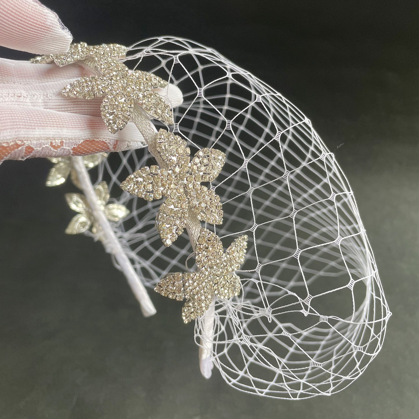 Botanical Floral Birdcage Headband Wedding, Floral Bridal Accessory, Birdcage Veil Big Flowers Headband