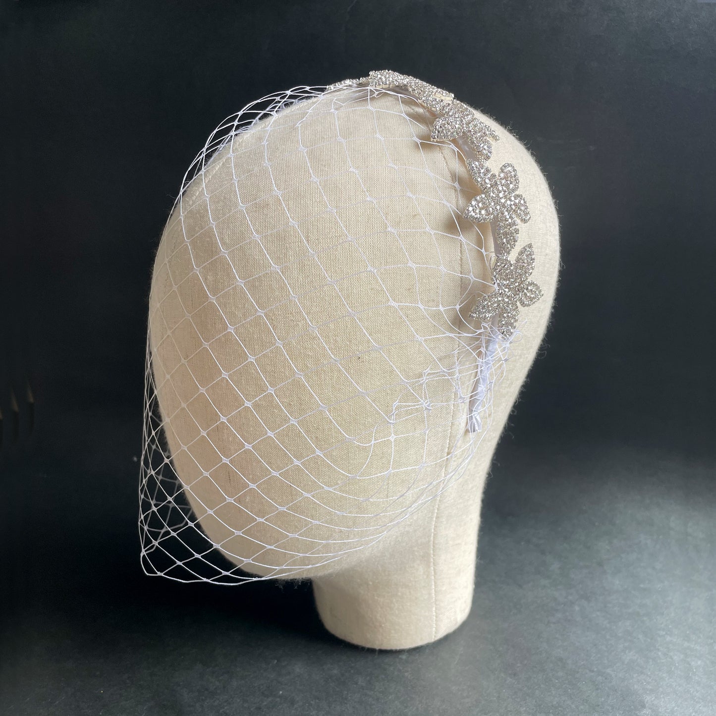 Botanical Floral Birdcage Headband Wedding, Floral Bridal Accessory, Birdcage Veil Big Flowers Headband