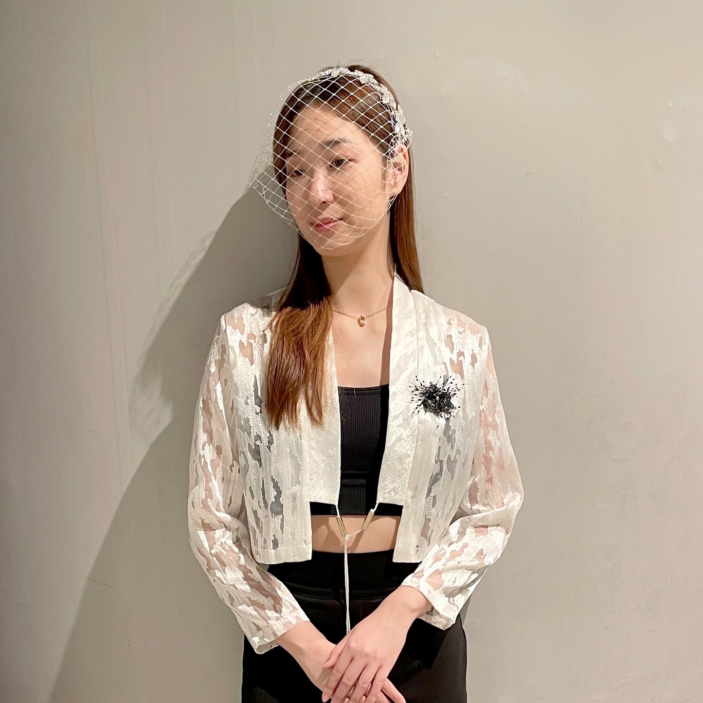 Botanical Floral Birdcage Headband Wedding, Floral Bridal Accessory, Birdcage Veil Big Flowers Headband