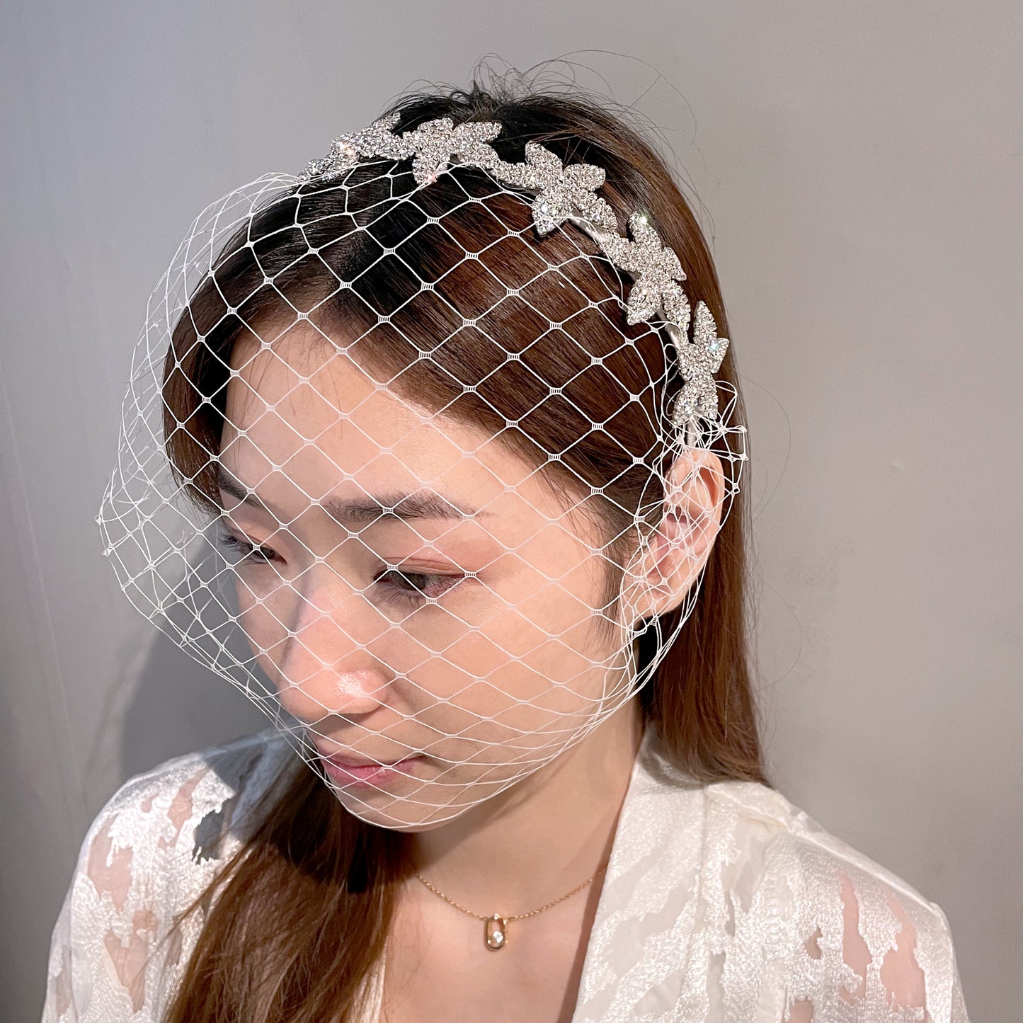 Botanical Floral Birdcage Headband Wedding, Floral Bridal Accessory, Birdcage Veil Big Flowers Headband