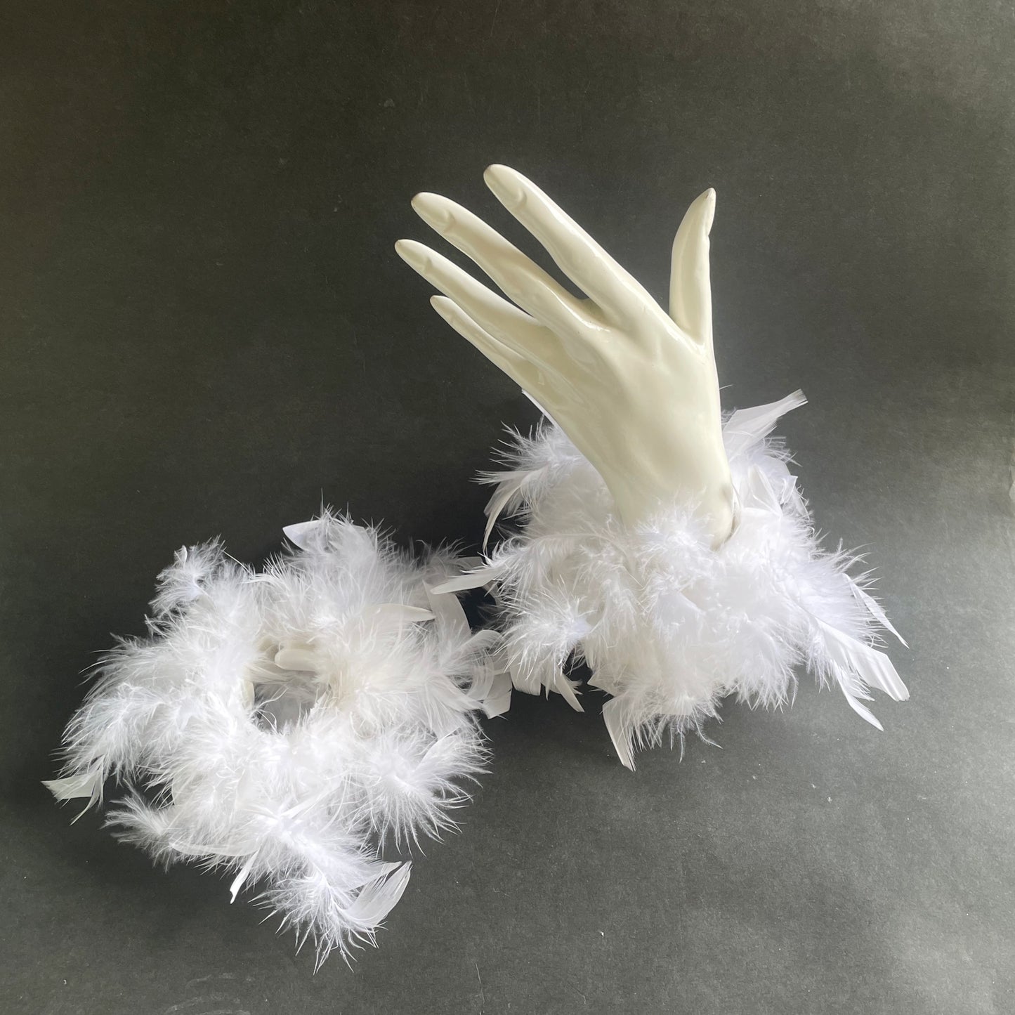Black Feather Cuffs, Prom Party Black or White Feather Wristband, Luxury Feather Sleeves Cuffs