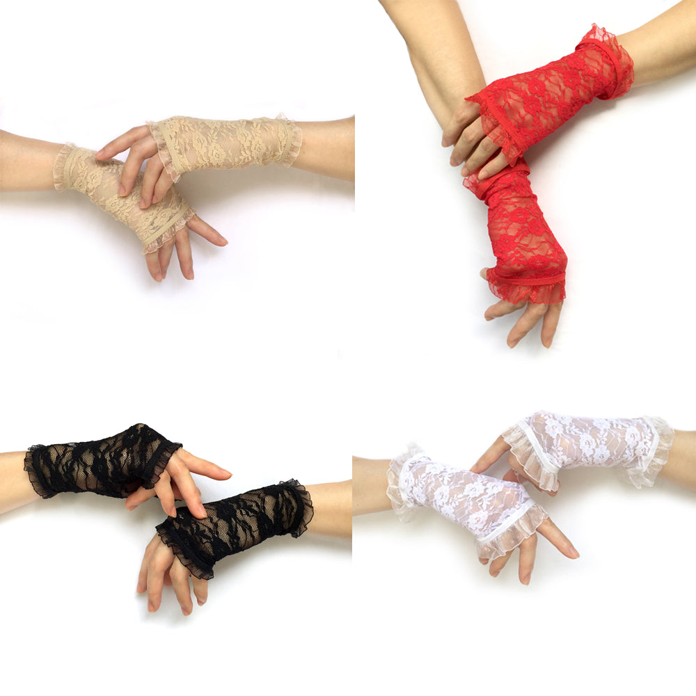 Black Gloves Womens, Black Fingerless Lace Gloves, Black Gloves