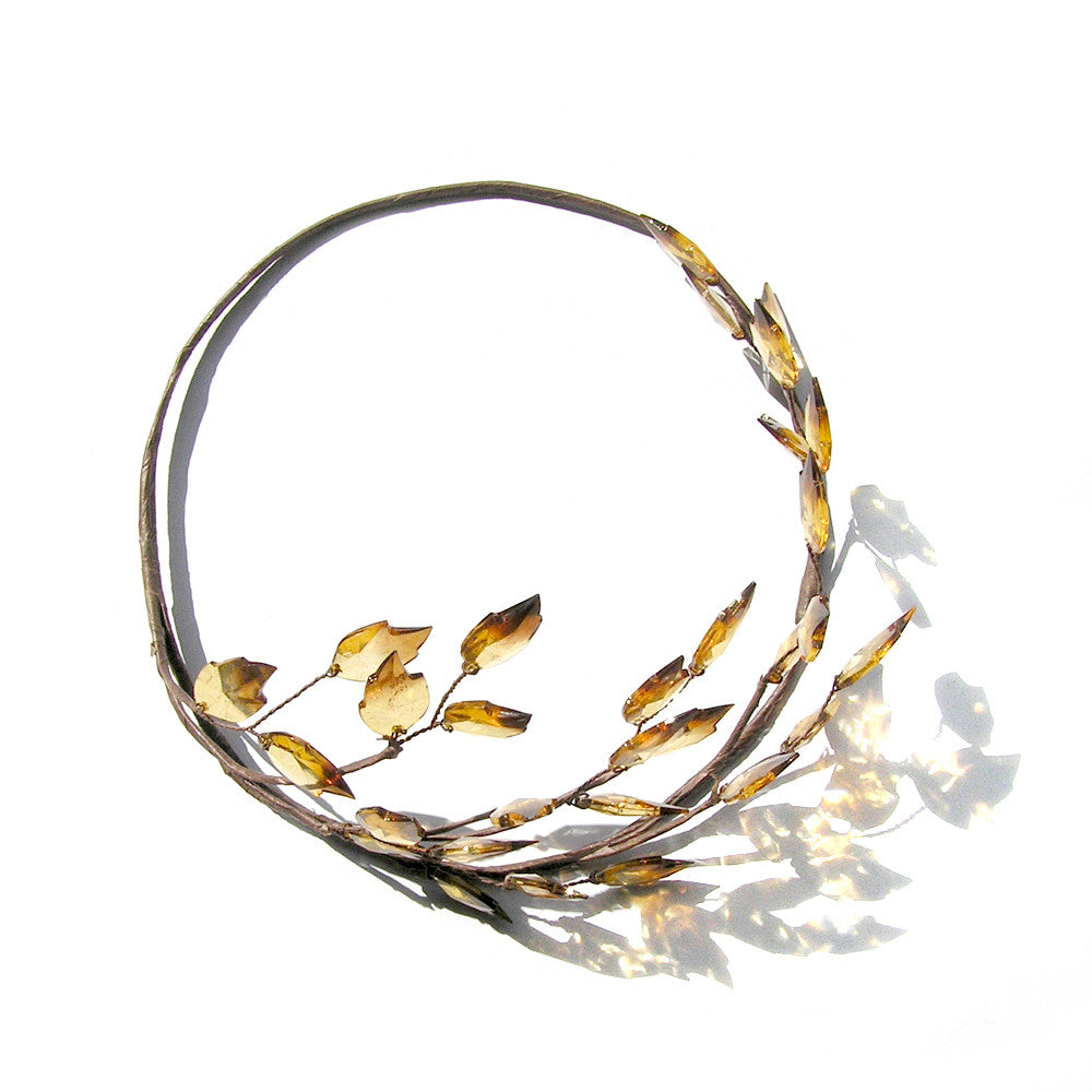 Corona de hoja de oro, Accesorios para el cabello de boda de hoja, Cabello de diosa griega, Hecho a mano