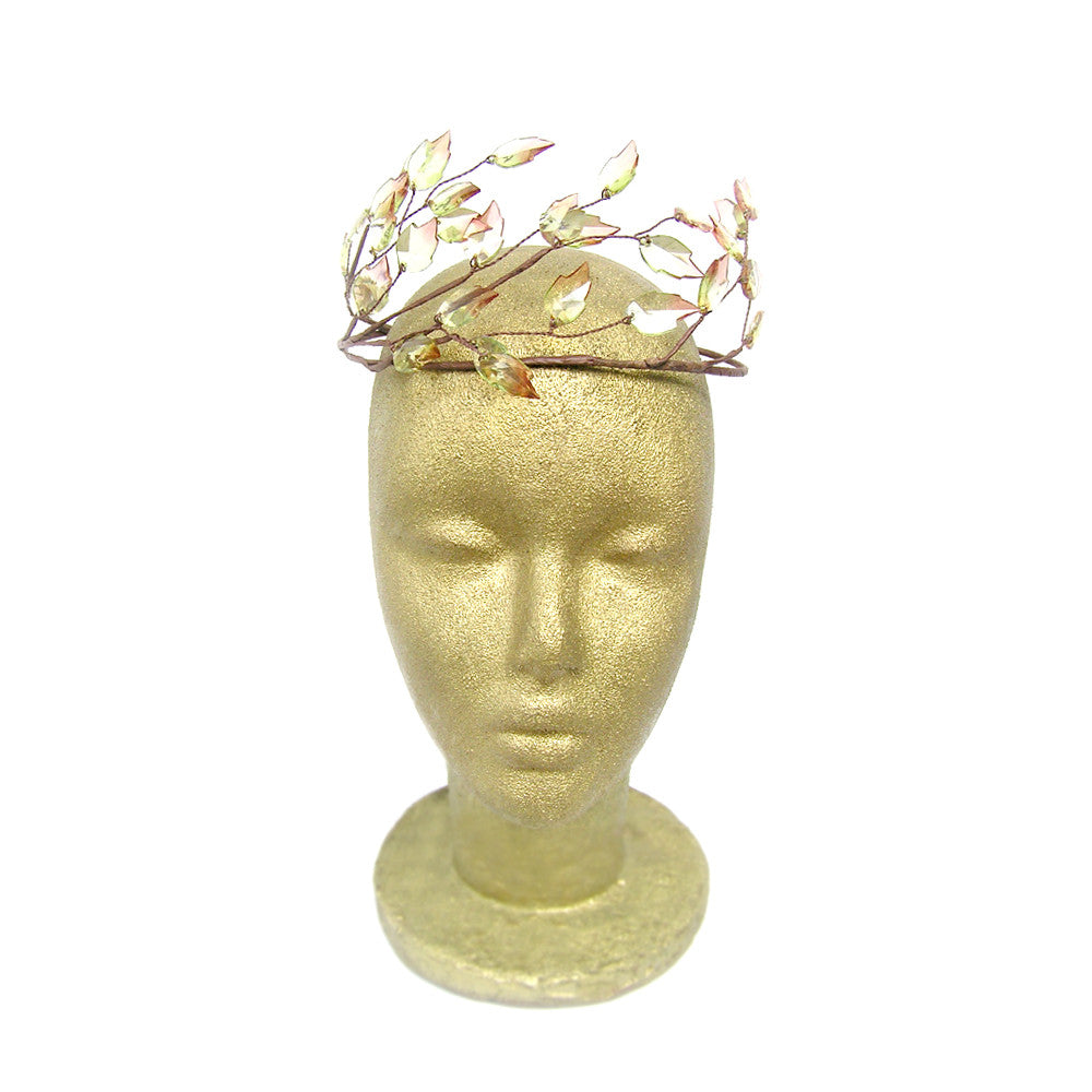 Corona de hojas, tiara de hojas de boda rústica, accesorio para el cabello nupcial, accesorios para el cabello de primavera, griego, halo