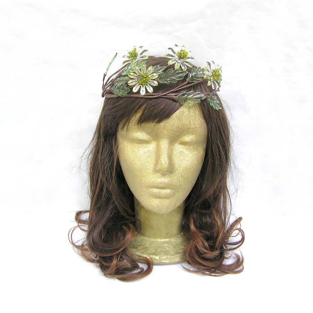 Corona de flores, corona de flores nupciales rústicas, tiara de pelo de boda