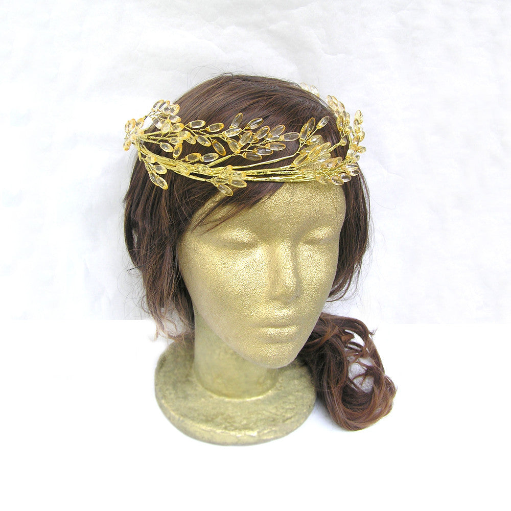 Corona de cabeza dorada, corona de flores doradas, accesorios para el cabello dorados