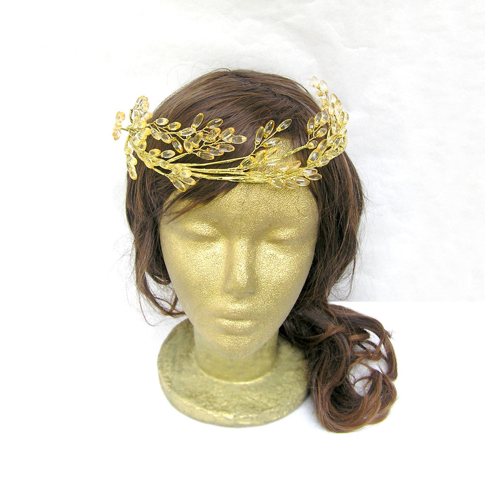 Corona de cabeza dorada, corona de flores doradas, accesorios para el cabello dorados