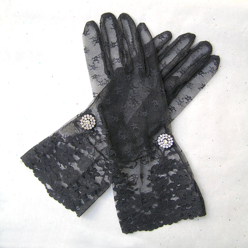 Guantes de encaje negro, guantes de ópera, guantes largos de noche negros, burlescos, victorianos, góticos, talla SML