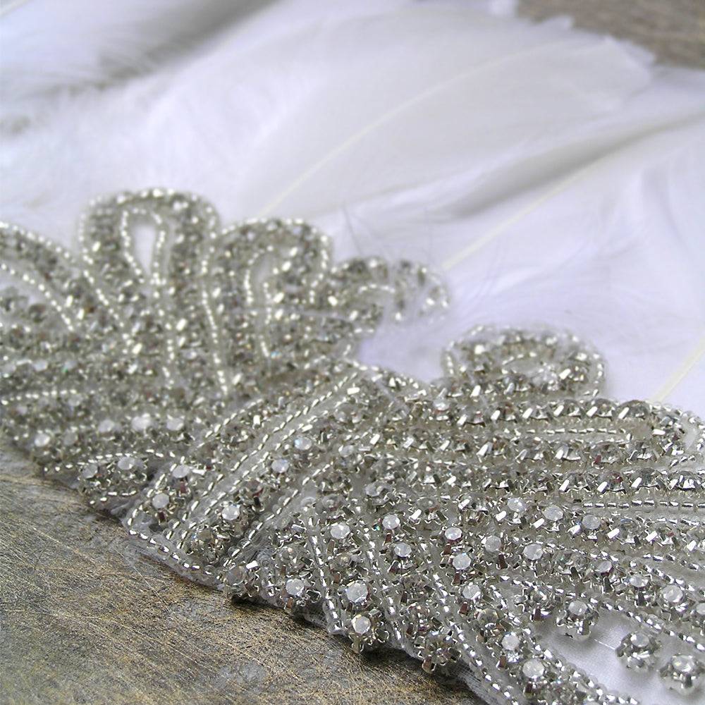 White Feather Bohemian Headpiece Wedding, White Feather Hair Accessory, Boho Rhinestone Headband