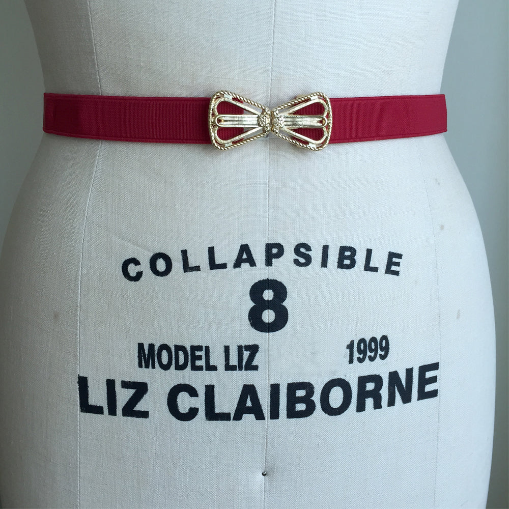 Women Red Skinny Dress Belt, Vintage Cinch Belt Women, Vintage Gold Belt, Elastic Belt Ladies,