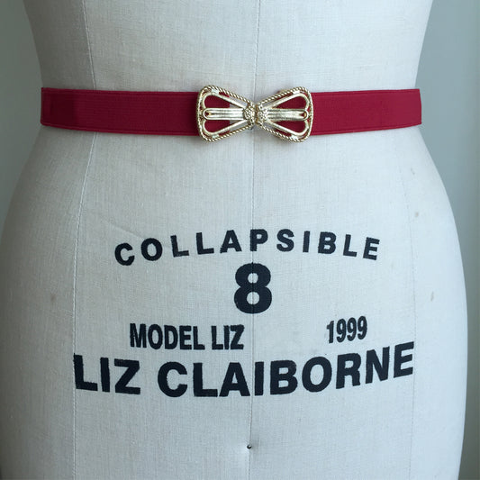 Women Red Skinny Dress Belt, Vintage Cinch Belt Women, Vintage Gold Belt, Elastic Belt Ladies,