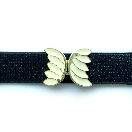Vintage Elastic Belt Women, Stretch Cinch Belt Plus Size, Retro Metal Leaf Belt, Black Dress Belt