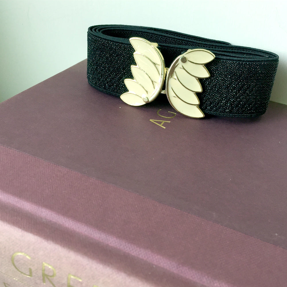 Vintage Elastic Belt Women, Stretch Cinch Belt Plus Size, Retro Metal Leaf Belt, Black Dress Belt