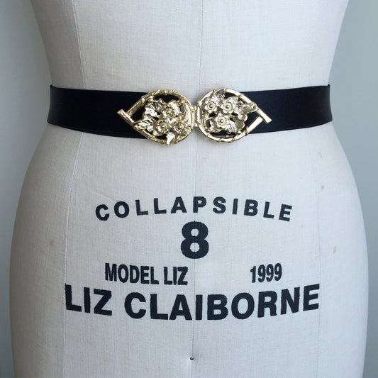 Custom Retro Waist Belt, Vintage Dress Belt, Antique Dress Belt, Gold leaf Elastic Belt, Plus Size Small Size Belt