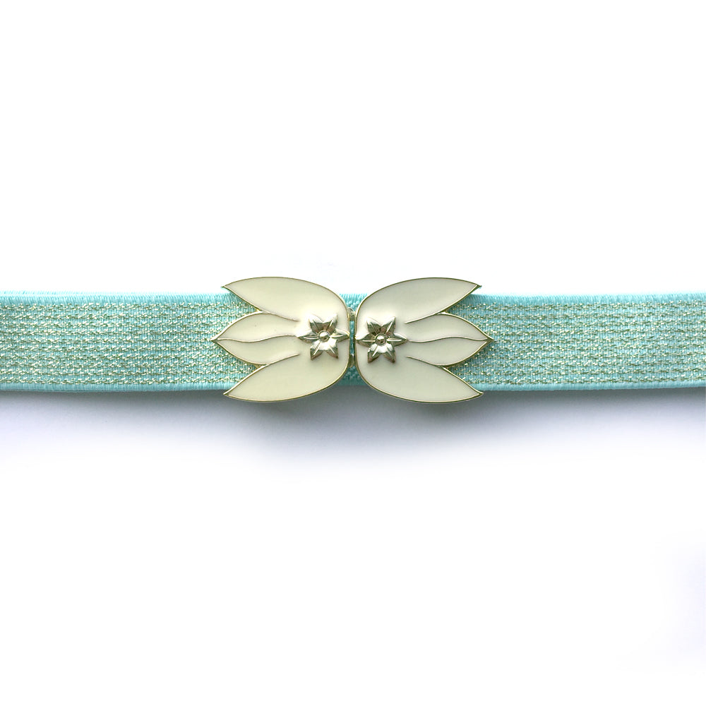Skinny Belt for Dress, Mint Green and Glitter Gold Elastic Belt, Custom Leaf Belt