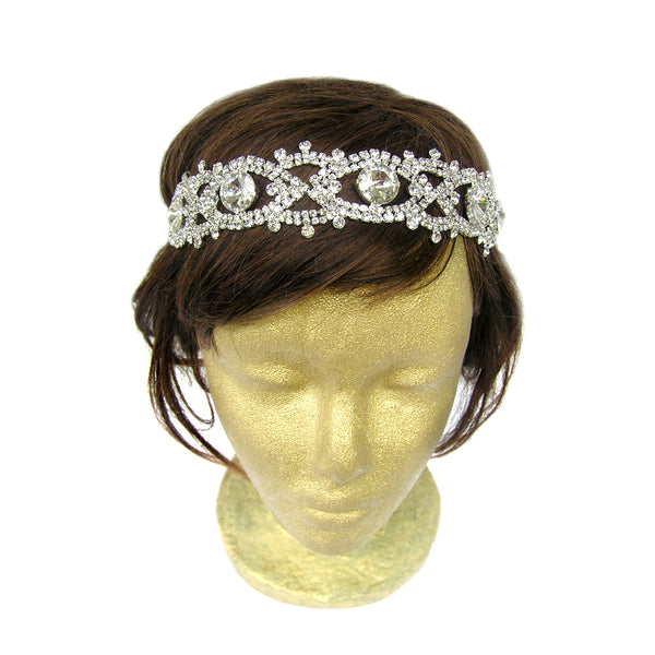 Accesorios para el cabello de pedrería, diadema de pedrería plateada, despedida de soltera