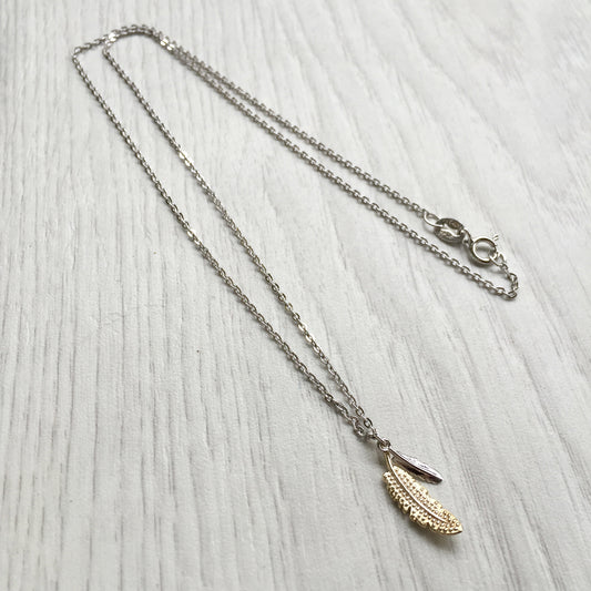 Tiny Silver Necklace, Small Feather Necklace, Minimalist Jewelry