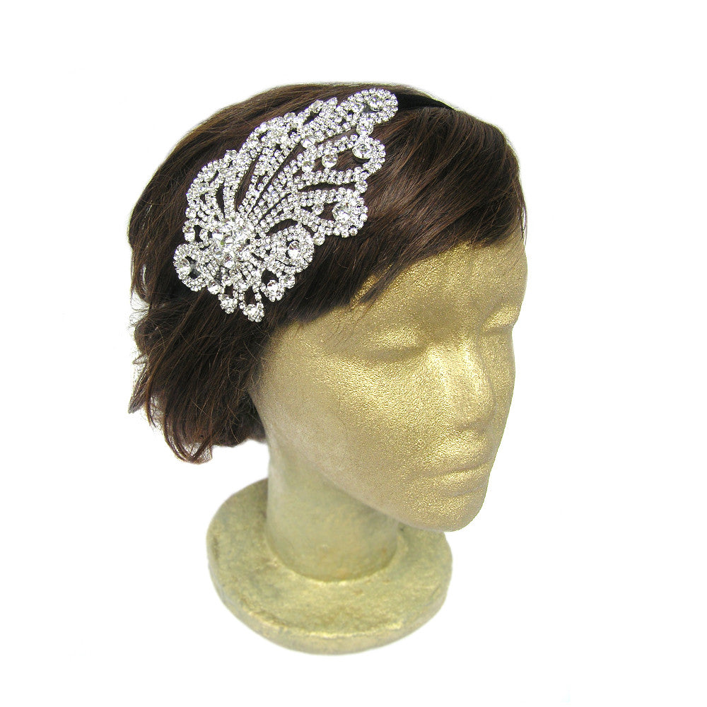 Flapper Headband, Rhinestone Wedding Hair Accessories, Custom Clothing