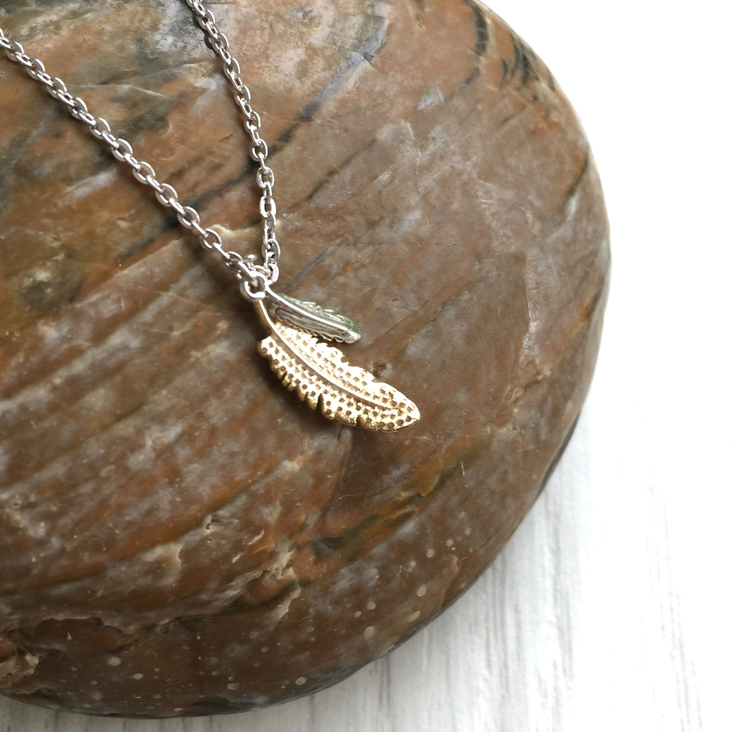 Tiny Silver Necklace, Small Feather Necklace, Minimalist Jewelry